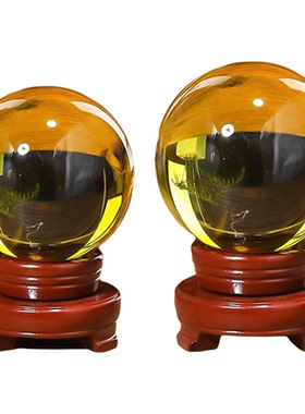 玻璃七色水晶球摆件透明玻璃球