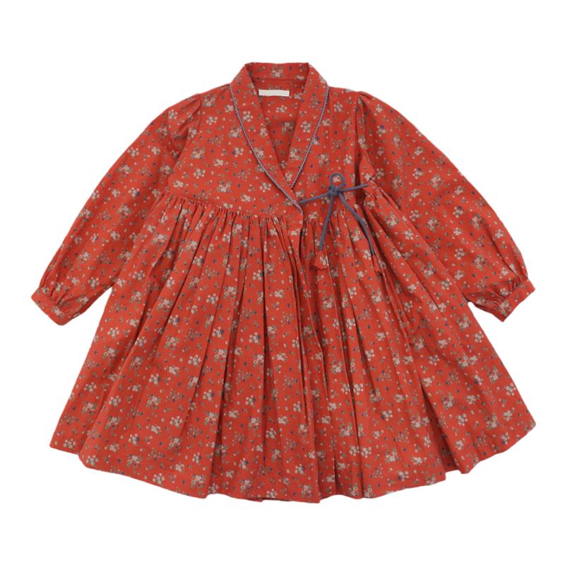 Sun 童品 | 女童碎花连衣裙秋冬季新品中大童网红爆款法式长裙子