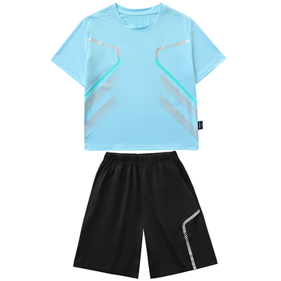 男童冰丝网眼短袖T恤套装透气