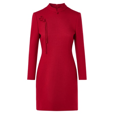 【MONEY HONG】朗姿红色新中式立领改良旗袍连衣裙2026年春季新款