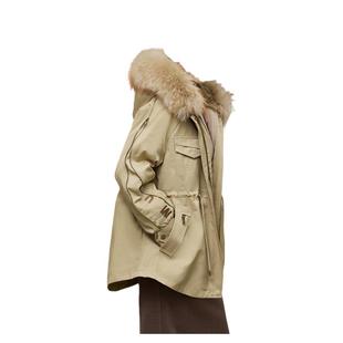 秋冬新款海宁皮草兔毛皮内胆女中长款貉子毛连帽领派克服皮草