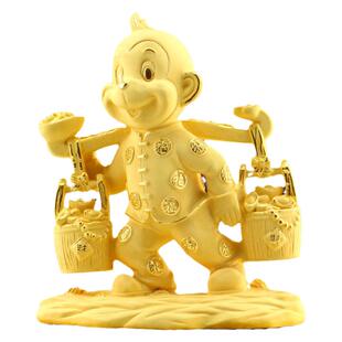 绒沙金猴摆件十二生肖猴年吉祥物书房博古架办公室招财工艺品摆设