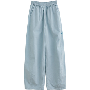 初中生2026春夏新款薄款宽松休闲裤女青少年学生运动浅色阔腿裤子