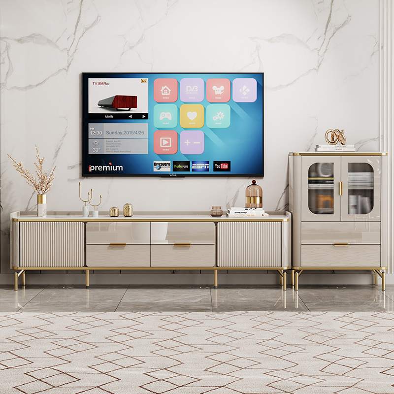 茶几电视柜组合简约现代轻奢高级感客厅家用2025新款岩板欧式高款