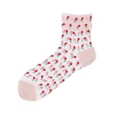 Tabio郁金香袜子女舒适透气玻璃丝袜日系甜美可爱少女潮袜设计感