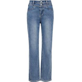 【小个子神裤】ONLY2025冬季新款高腰显瘦V字腰头九分直筒牛仔裤