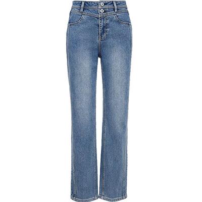 ONLY高腰V字腰头直筒裤牛仔裤