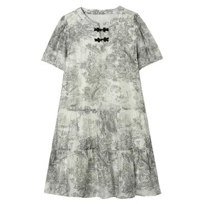 显瘦中裙可开扣连衣裙