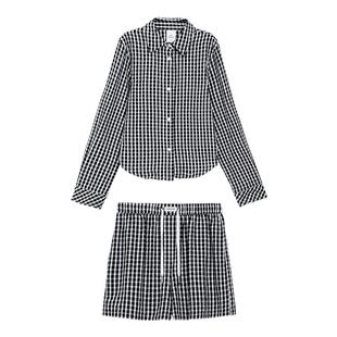 TurnSignal潮牌格子衬衫短裤套装女夏季2025新款休闲时尚两件套夏