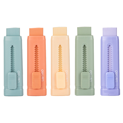 得力文具推拉三角橡皮擦集屑小学生专用擦字成线擦拭成条干净不易留痕2B少屑推动儿童素描美术橡皮擦替换芯