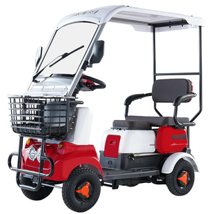 小巴士M4新款老年代步车四轮电动车家用接送孩子带棚电瓶车助力车