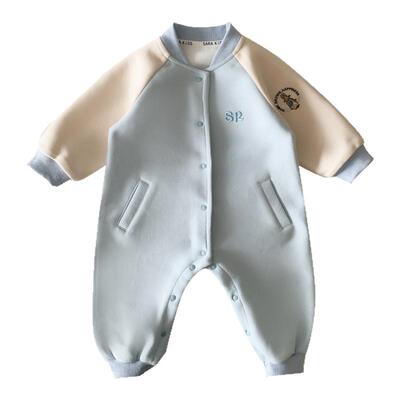 婴儿连体衣春装男宝宝衣服春秋季韩系新生幼儿外出爬爬服春款哈衣