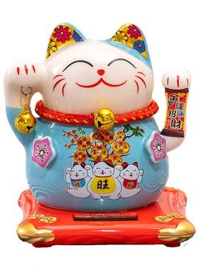 陶瓷太阳能招财猫自动摇手摆件