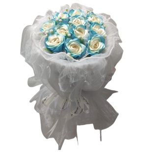 手工花diy材料包丝带玫瑰花渐变色前程似锦全套 自己做花束的材料