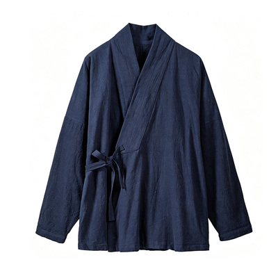 秋款纯棉明制传统交领右衽汉服长袖宽松禅意居士服禅服上衣套装