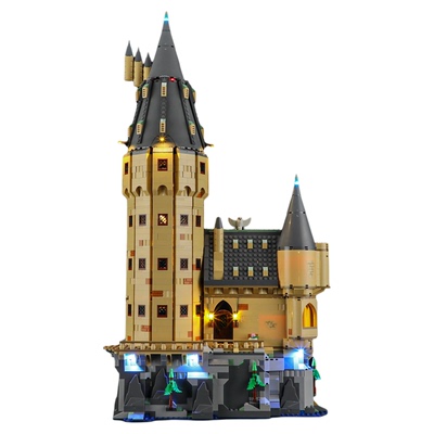 YEABRICKS适用乐高哈利波特76454灯饰 霍格沃茨城堡主塔LED灯光组