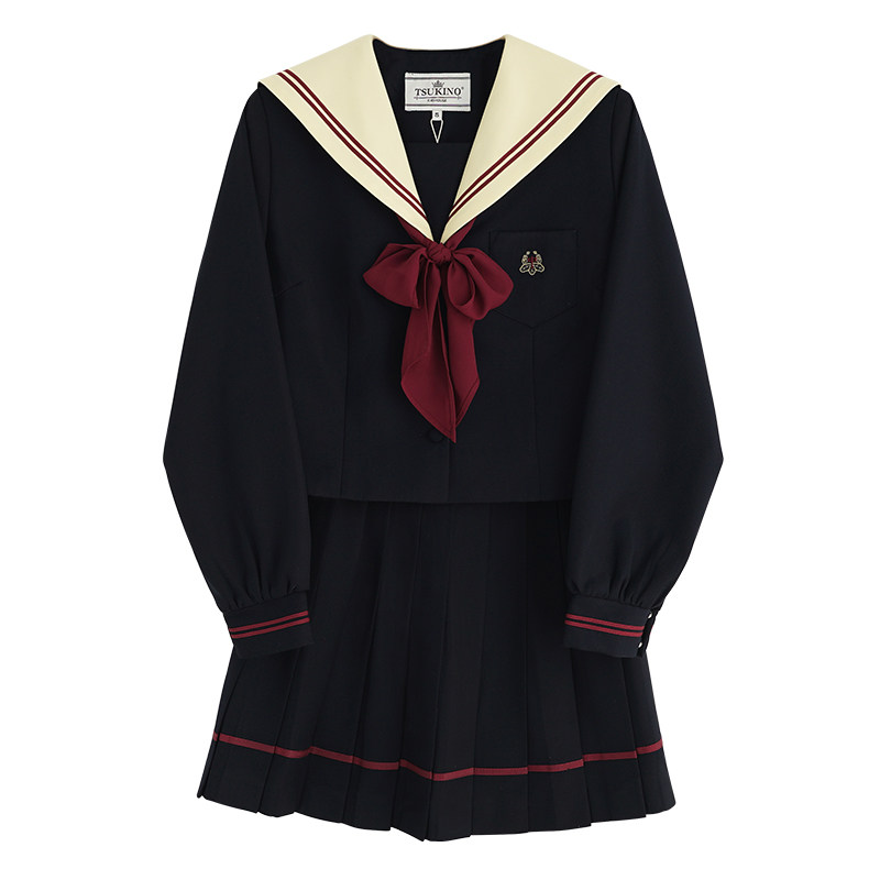 【月野HOUSE】*落枫中*原创自制奶黄领赤二本 秋冬氛围感JK制服