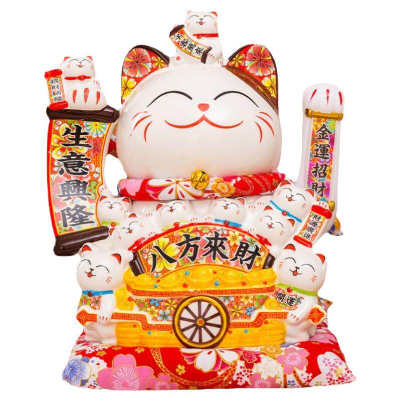 招财猫摆件开业乔迁礼品自动招手店铺收银台桌面家居装饰品摇手猫