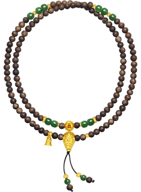 周六福谛听佛串金镶玉手串