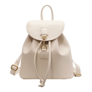 双肩包女背包2025新款潮简约学院风小众高级感皮质白色旅游书包