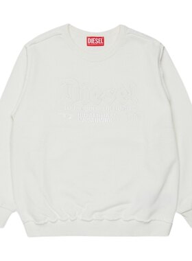 [折扣]DIESEL男童SUPER LOGO白色圆领休闲卫衣J02491KYAZR