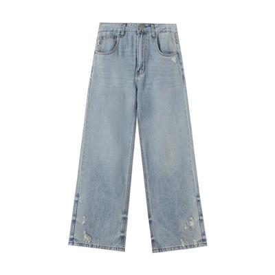 IT5cm破洞阔腿牛仔裤