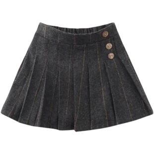 女童半身裙百褶裙春秋2025冬款儿童洋气格子百搭短裙女孩韩版裙子
