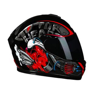 艾狮男女摩托车头盔个性犄角全盔机车四季冬季防赛安全帽灰3c认证