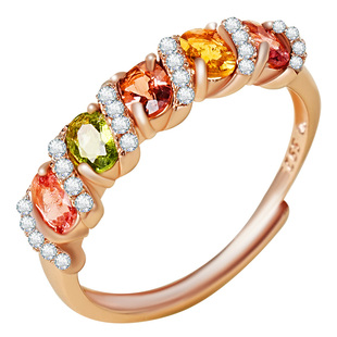 宫里上新碧玺戒指女天然彩色水晶彩宝纯银指环食指生日情人节礼物