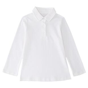 儿童t恤长袖白色春秋纯棉翻领校服带领打底衫黑色上衣女童POLO衫