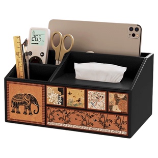 纸巾盒家用中古风客厅茶几高档抽纸盒多功能桌面遥控器收纳盒高级