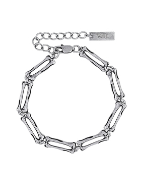 暗黑复古风做旧古银骨骼拼接手链