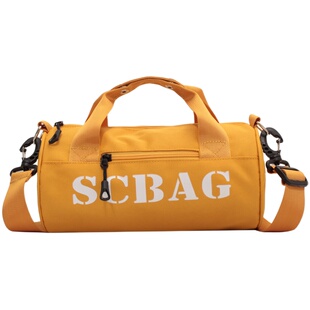 时尚帆布包包女2026新款手提瑜伽运动健身包圆筒枕头包单肩斜挎包