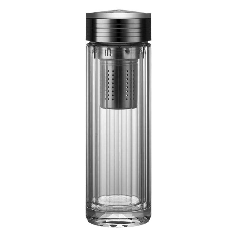 双层高档水晶玻璃杯16面手工打磨