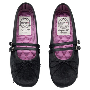 RockfishWeatherwear春季复古平底天鹅绒方头双带玛丽珍鞋女鞋