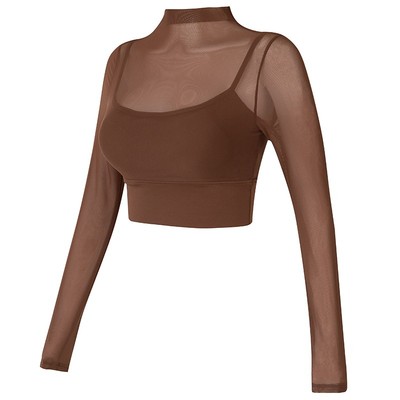 TEETKE网纱含胸垫露脐辣妹长袖