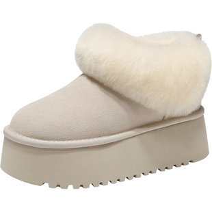 10cm内增高雪地靴女2025新款冬季加绒短靴毛毛棉鞋厚底小个子女鞋