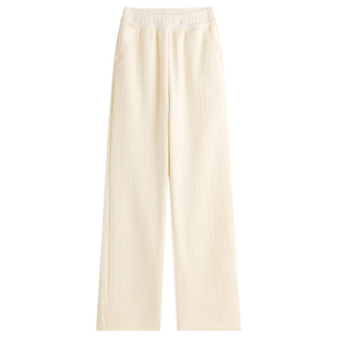 白色雪尼尔阔腿裤女春秋2025新款小个子麦穗针织加绒窄版直筒裤子