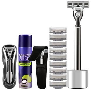 德国进口6层刀片阿帕奇手动剃须刀 阿帕齐六层手动刮胡刀金属刀架