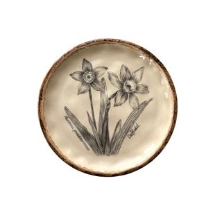 枝悟 复古山茶花陶瓷盘 法式田园中古花卉甜品盘家用咖啡店点心盘