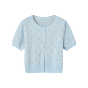 indicia标记2026夏季新款轻法式甜妹温柔风波点短袖开衫L2B6KS054