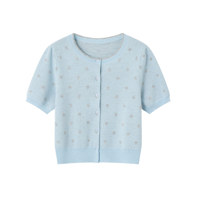 indicia标记2026夏季新款轻法式甜妹温柔风波点短袖开衫L2B6KS054