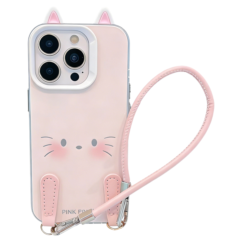 ins风小清新腮红小猫挂绳保护套