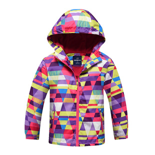 欧美儿童秋冬薄款冲锋衣女童加绒防水防风加厚外套儿童春秋外套