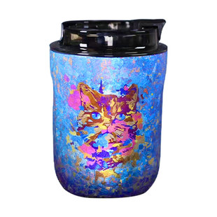 烧蓝彩绘纯钛保温咖啡杯双层高颜值便携外出钛杯精致随身随行水杯