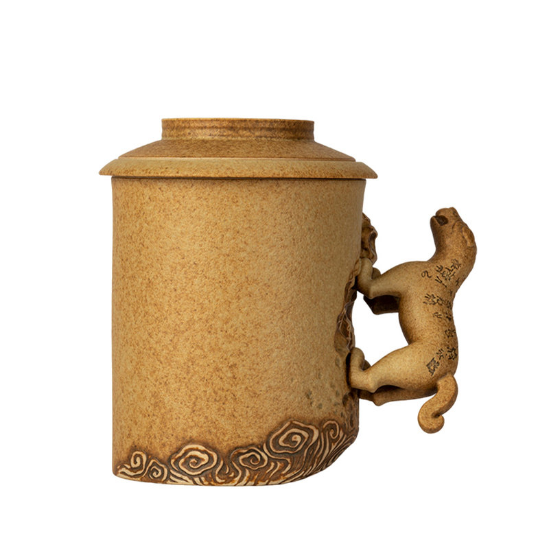 万仟堂联名陕历博陶瓷办公茶水分离泡茶杯带盖文创茶具礼盒杜虎符