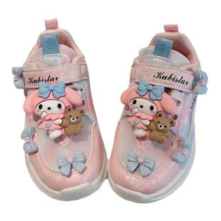 女童鞋子2026新款春款儿童运动鞋女款粉色老爹鞋女孩春季网面透气