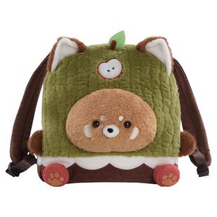 小羊古力可爱青苹果小熊猫双肩背包包公主毛绒玩偶包女礼物清仓