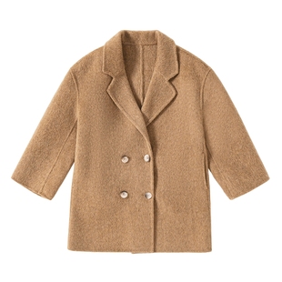 罗蒙儿童双面羊毛大衣秋冬新款男童呢子外套中大童羊毛呢中长款