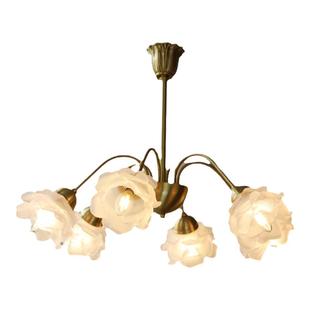 洛西可 法式优雅花朵吊灯中古 复古美式客厅餐厅卧室民宿全铜吊灯